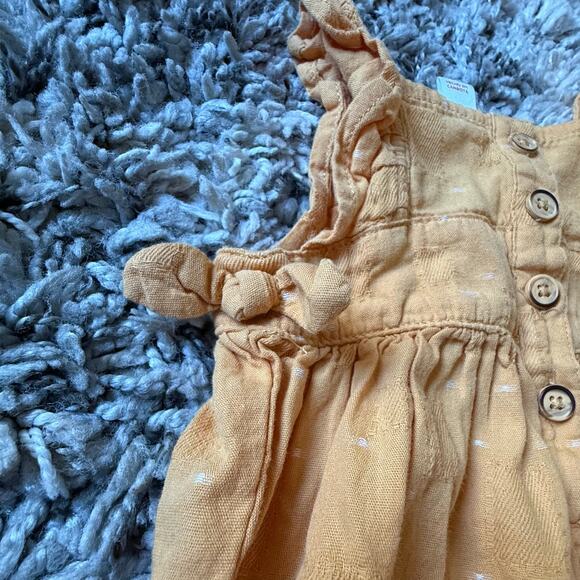 Cat & Jack Baby Girl 0-3 Months Mustard Yellow Romper Jumpsuit Outfit Cotton - Picture 5 of 8